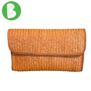 VINTAGE 1980'S ORANGE STRAW BAG/CLUTCH